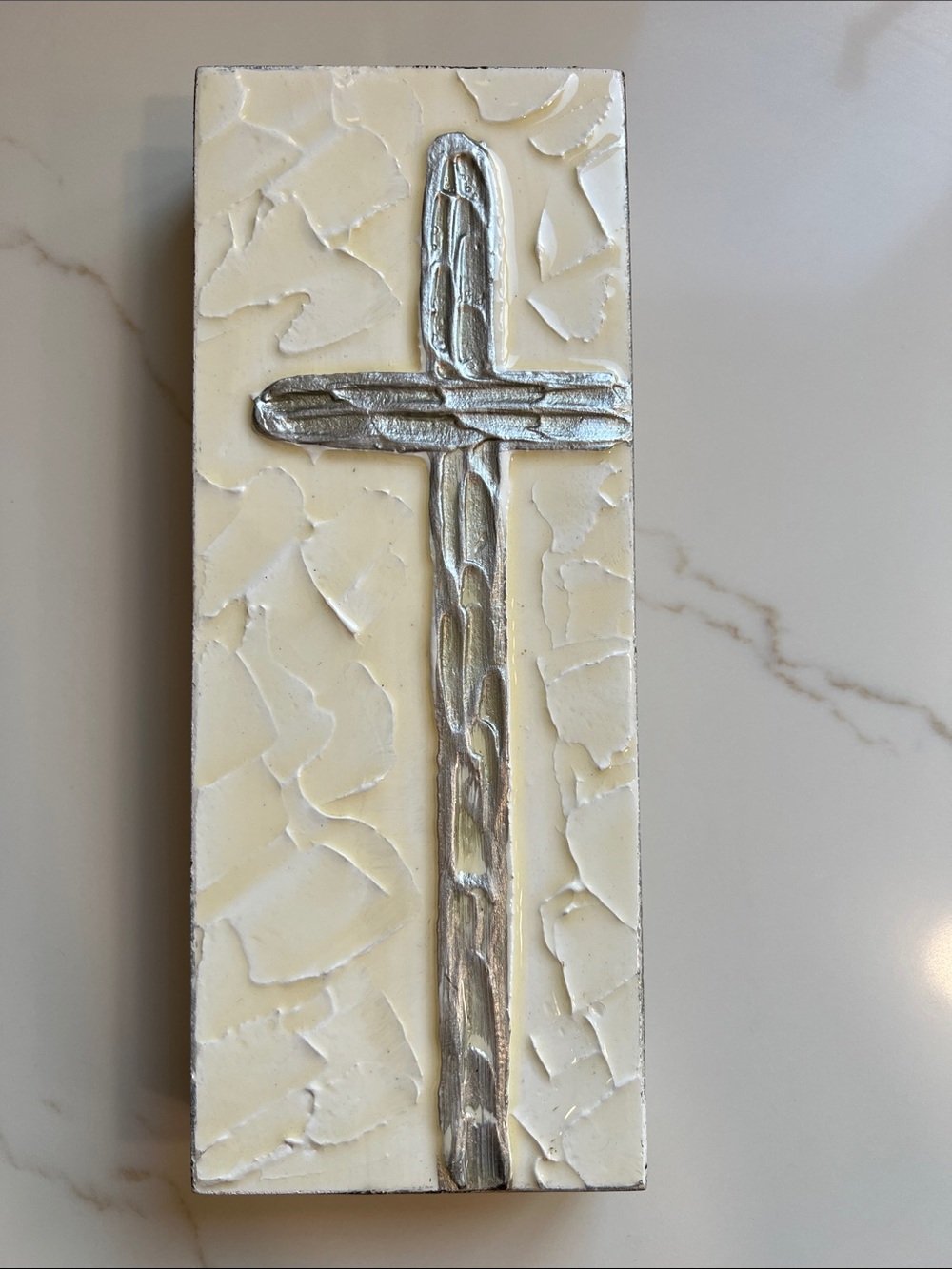 Mud Pie Cream and Silver Cross Block